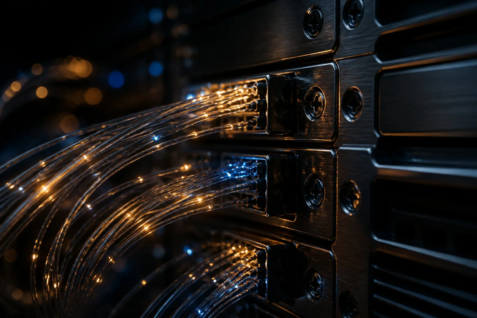 Cables running into a server rack